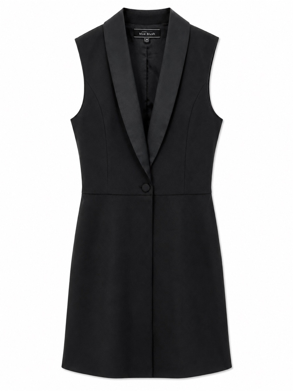 Blue Blush Black Sleeveless Tuxedo Shift Dress